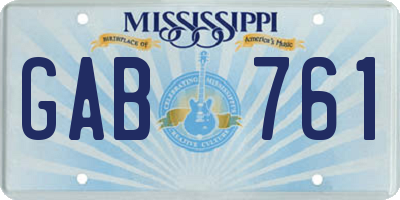 MS license plate GAB761