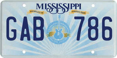 MS license plate GAB786