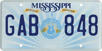 MS license plate GAB848