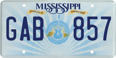 MS license plate GAB857