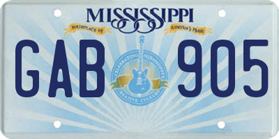 MS license plate GAB905