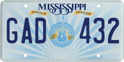 MS license plate GAD432