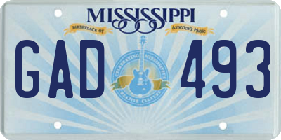 MS license plate GAD493