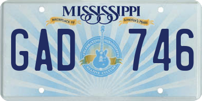 MS license plate GAD746