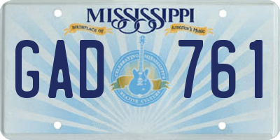 MS license plate GAD761