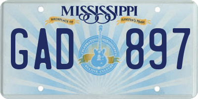 MS license plate GAD897