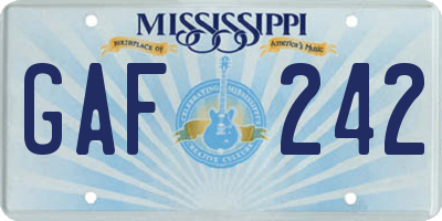 MS license plate GAF242