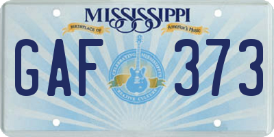 MS license plate GAF373