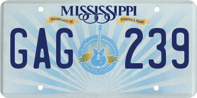 MS license plate GAG239