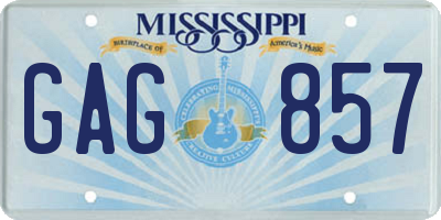 MS license plate GAG857