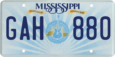 MS license plate GAH880