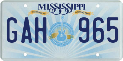 MS license plate GAH965