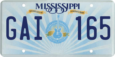MS license plate GAI165