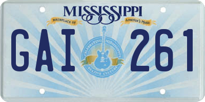 MS license plate GAI261