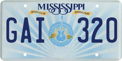MS license plate GAI320