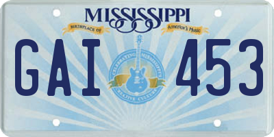 MS license plate GAI453
