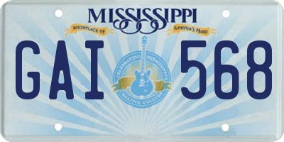 MS license plate GAI568