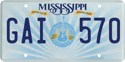 MS license plate GAI570