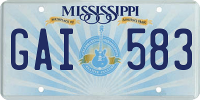 MS license plate GAI583