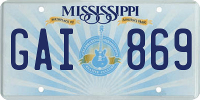 MS license plate GAI869