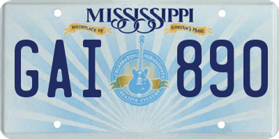 MS license plate GAI890