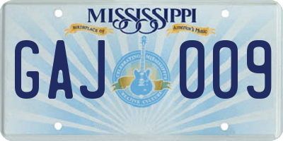 MS license plate GAJ009