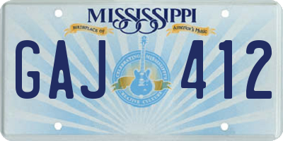 MS license plate GAJ412