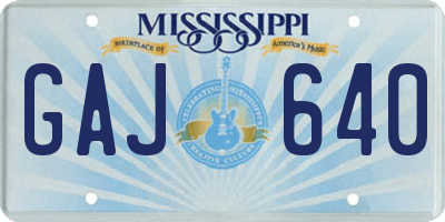 MS license plate GAJ640