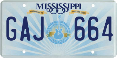 MS license plate GAJ664