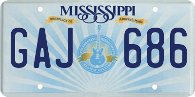 MS license plate GAJ686