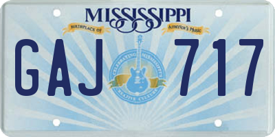 MS license plate GAJ717