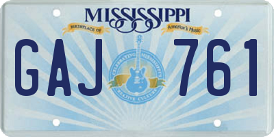 MS license plate GAJ761