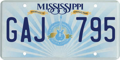 MS license plate GAJ795