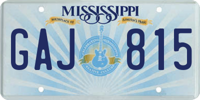 MS license plate GAJ815