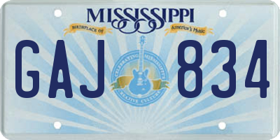 MS license plate GAJ834