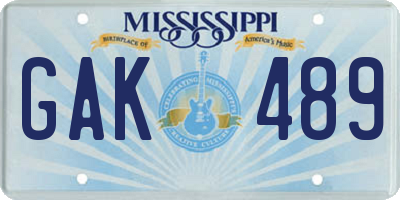 MS license plate GAK489