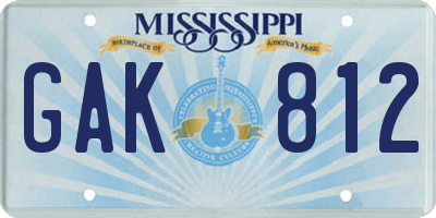MS license plate GAK812
