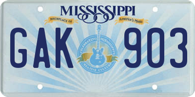 MS license plate GAK903