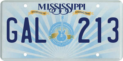 MS license plate GAL213