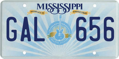 MS license plate GAL656