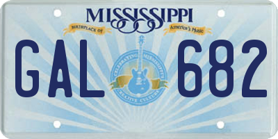 MS license plate GAL682