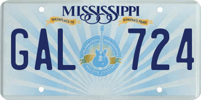 MS license plate GAL724
