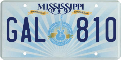 MS license plate GAL810