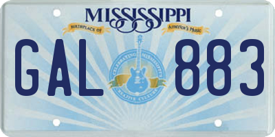 MS license plate GAL883