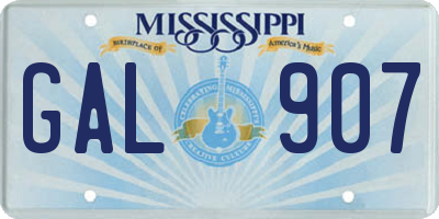 MS license plate GAL907