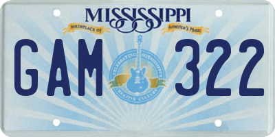MS license plate GAM322