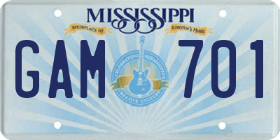 MS license plate GAM701