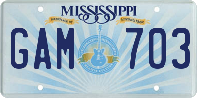 MS license plate GAM703
