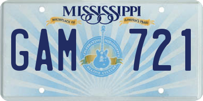 MS license plate GAM721