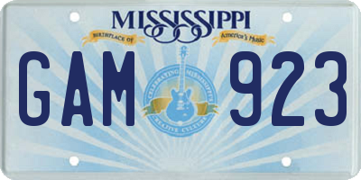 MS license plate GAM923